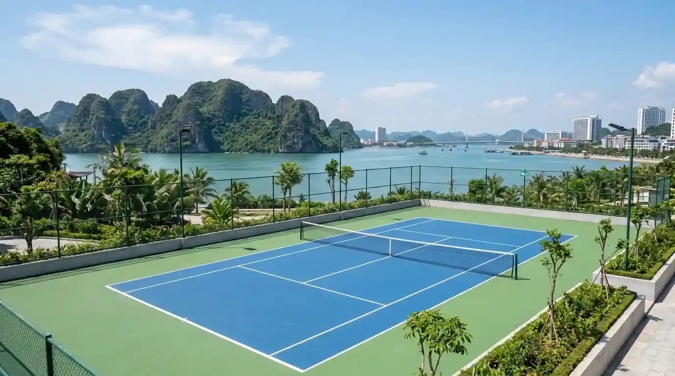 Rooftop tennis court in Bai Chay