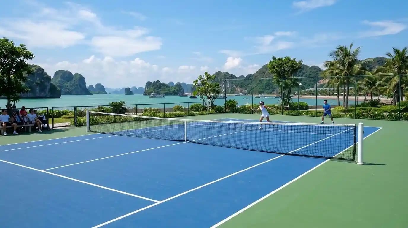 Downtown tennis court in Tuan Chau