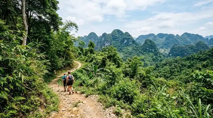 Group trekking excursion