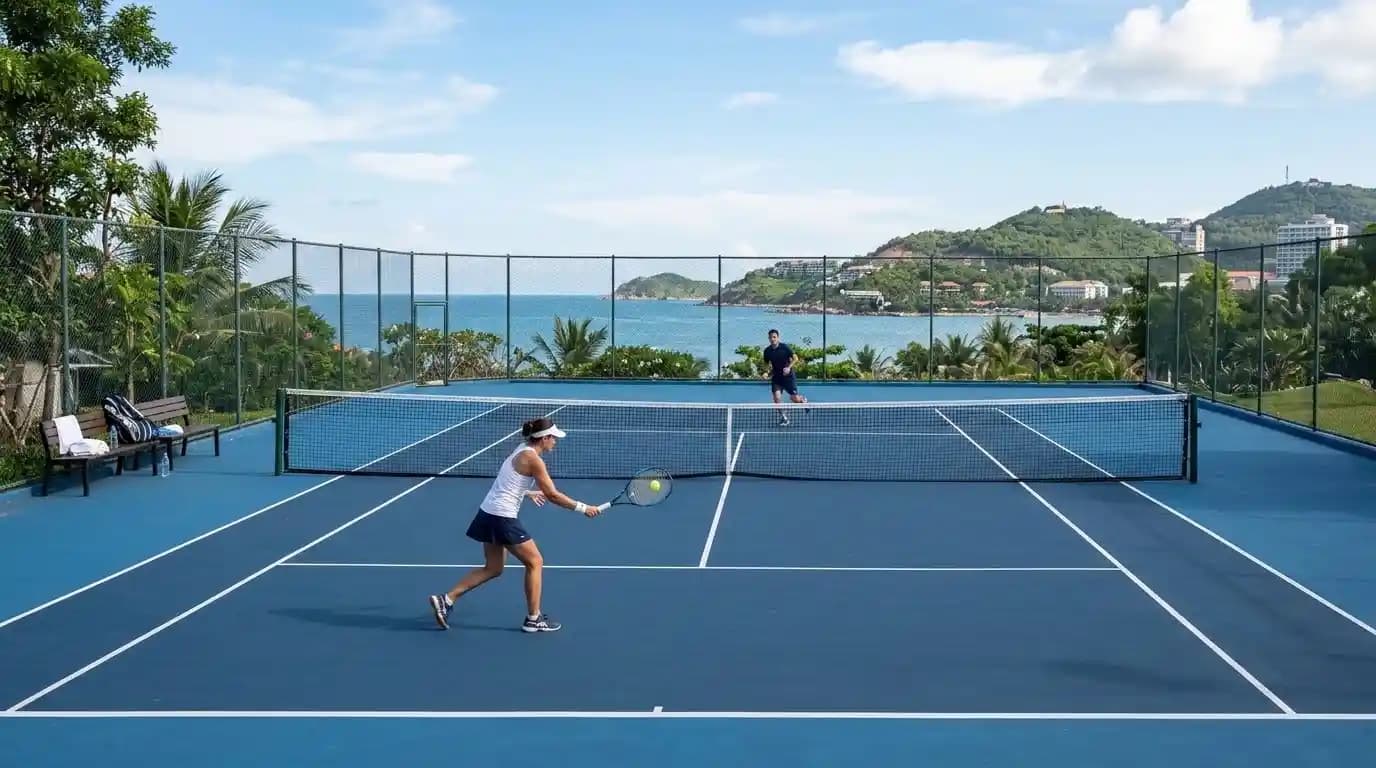 Community tennis court in Bai Dau