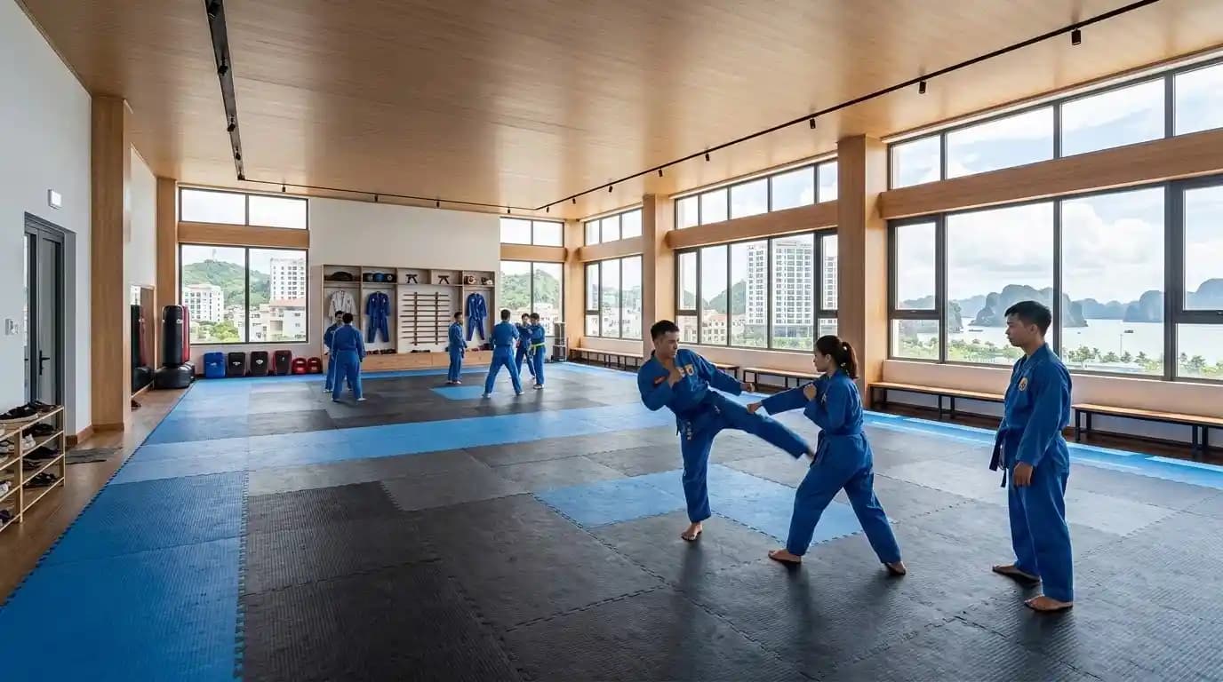 Riverside martial arts studio in Cao Xanh