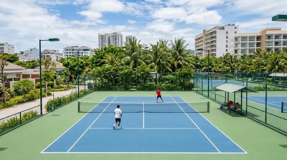 Beachside tennis court in Vinh Hai