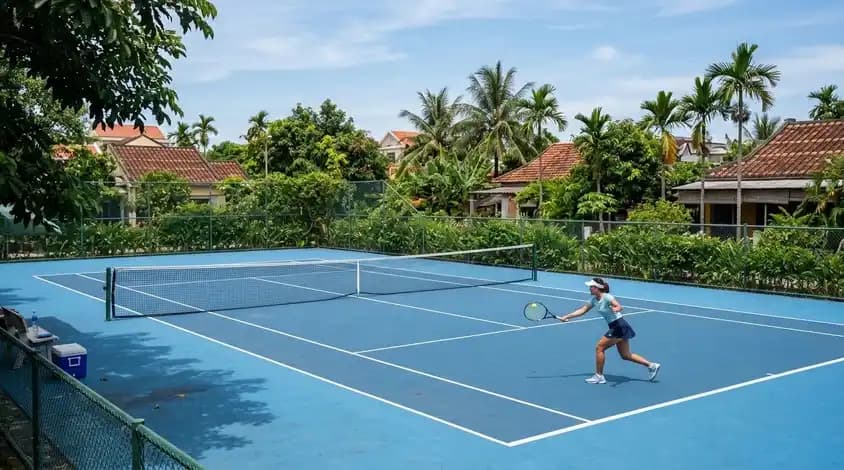 Community tennis court in Cam An
