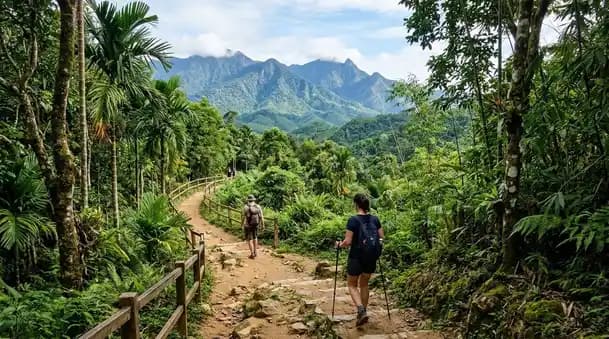 Group trekking excursion