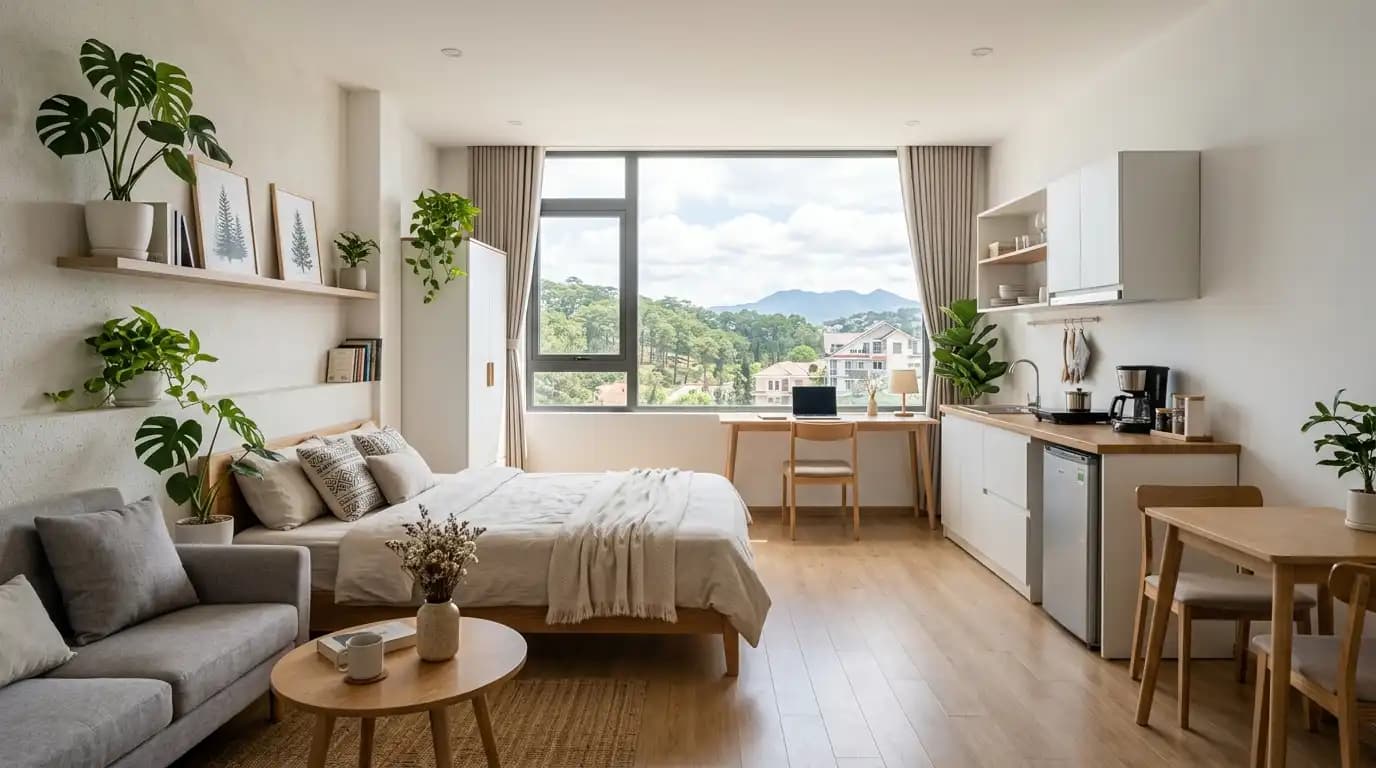 Studio with mountain view